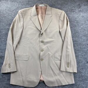 Covarra Blazer Mens‎ 42L Beige 4 Button Sport Coat Notch Lapel Wool Suit Jacket